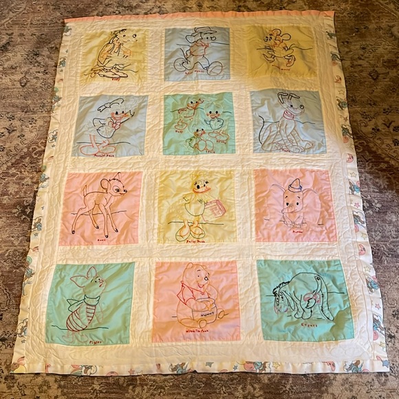 Vintage handmade Disney baby blanket or Lap quilt - Picture 2 of 9